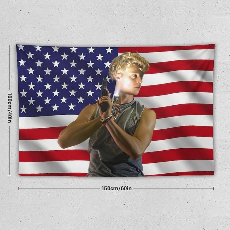 JJ American Flag Maybank Tapestry – Wall Art Poster for College Dorm, Bedroom, Living Room, Office, Party Decoration, and Fan Gift