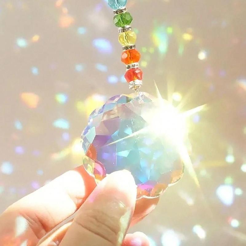 Colorful Sun Catcher, 1 Count Artificial Crystal Sun Catcher, Wind Chime Suncatcher, Indoor Outdoor Hanging Ornament for Home Window Garden Decor