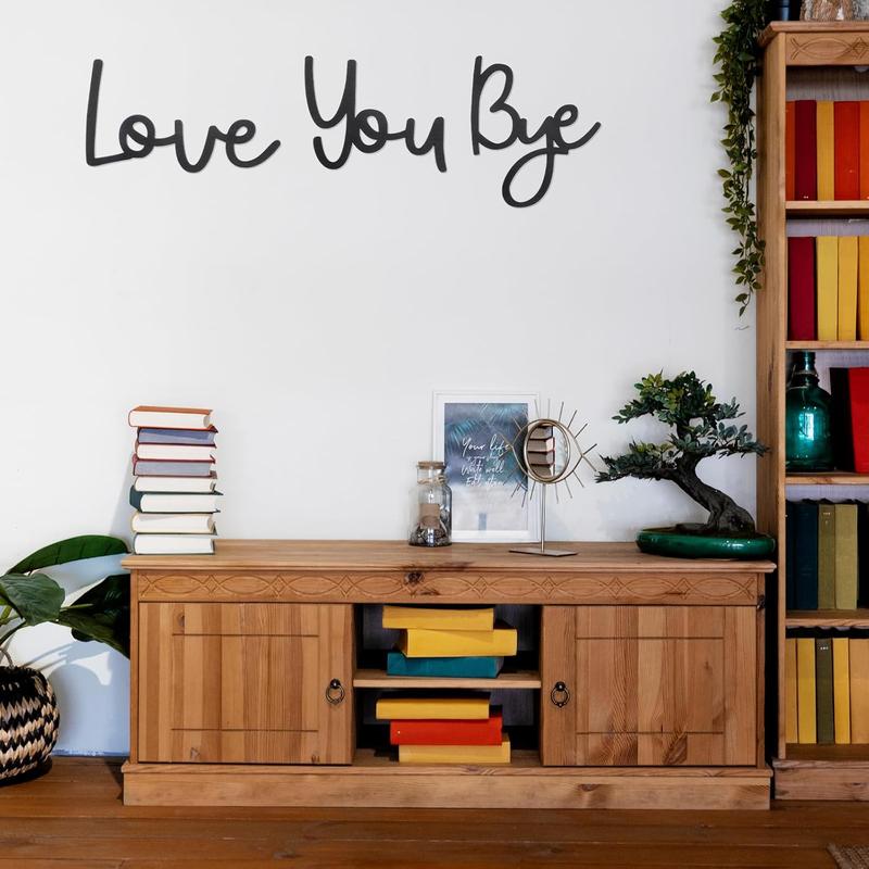 Love You Bye Wood Sign Home Decor - Boho Wall Art for Living Room, Express Love and Warmth for Your Family