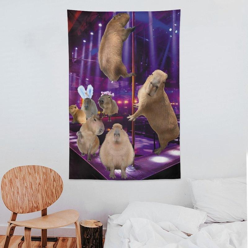 Wall Tapestry Funny Capybara Lovers Cute Mouse Club Wall Hanging Flag Art Decor For Bedroom Living Room Dorm Home Party