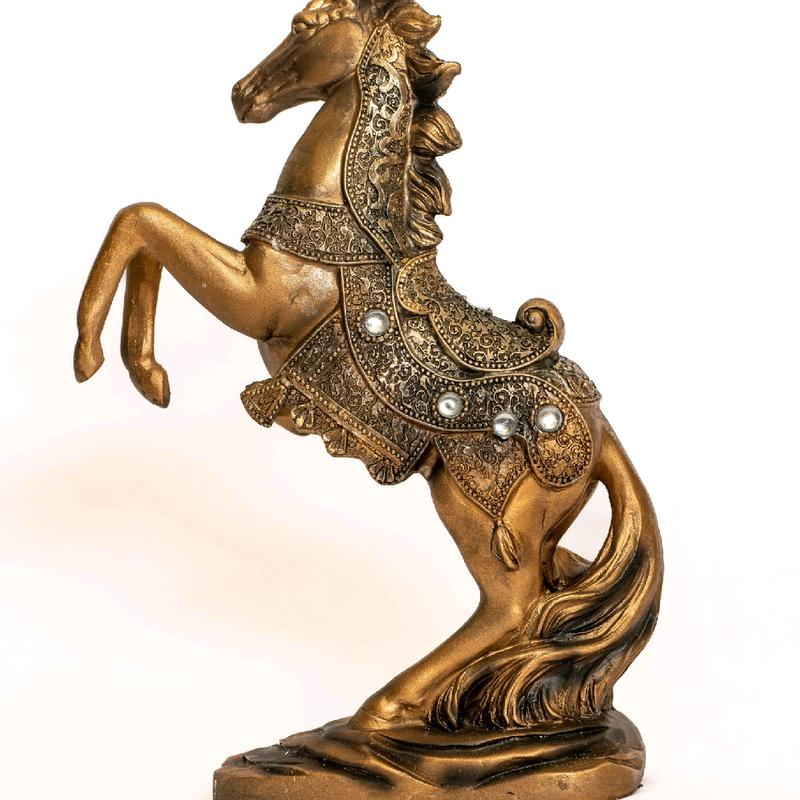 10.5'' Stallion Horse Brass Color Statue, Horse Art Figurine Decorative Sculpture Home Decor Piece xmas decorations Gift Room Standing Ornaments