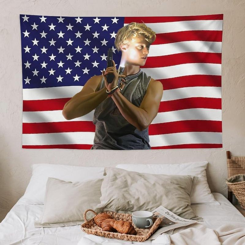 JJ American Flag Maybank Tapestry – Wall Art Poster for College Dorm, Bedroom, Living Room, Office, Party Decoration, and Fan Gift