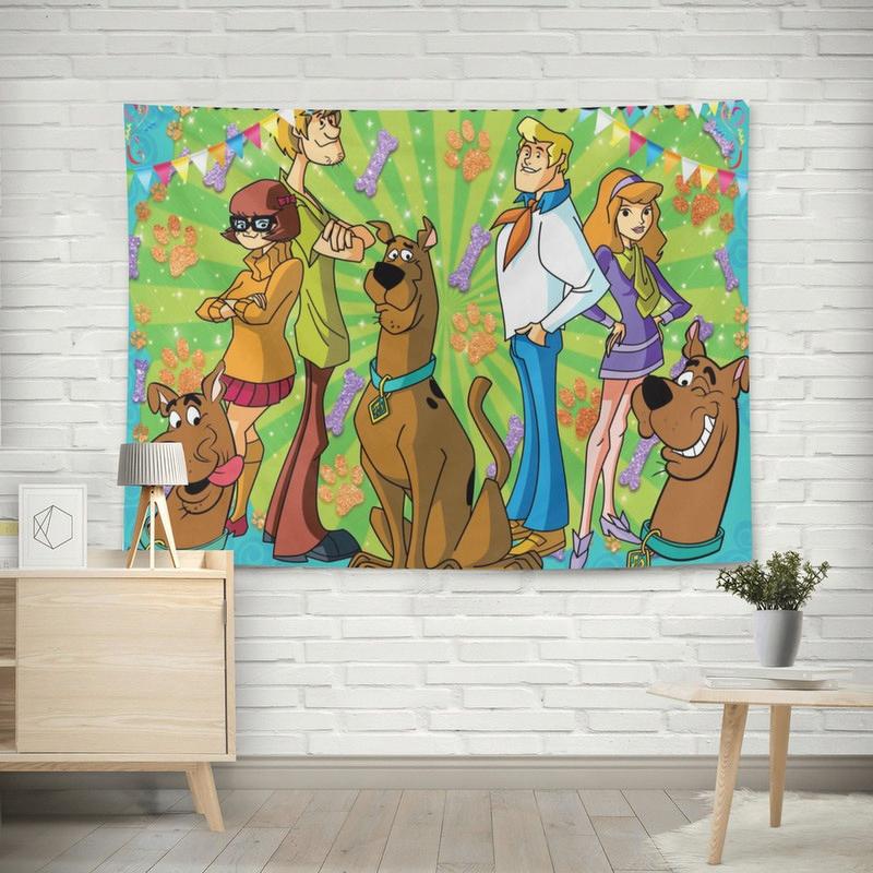 Scooby Tapestry Gift Wall Hanging Backdrop for Room Bedroom Girls Fans Background Banner Party Birthday Supplies Decor