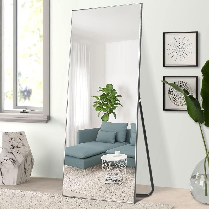 Full Length Mirror Floor Mirror Large Wall Mounted Mirror Bedroom Mirror Dressing Mirror Aluminum Alloy Thin Frame (64