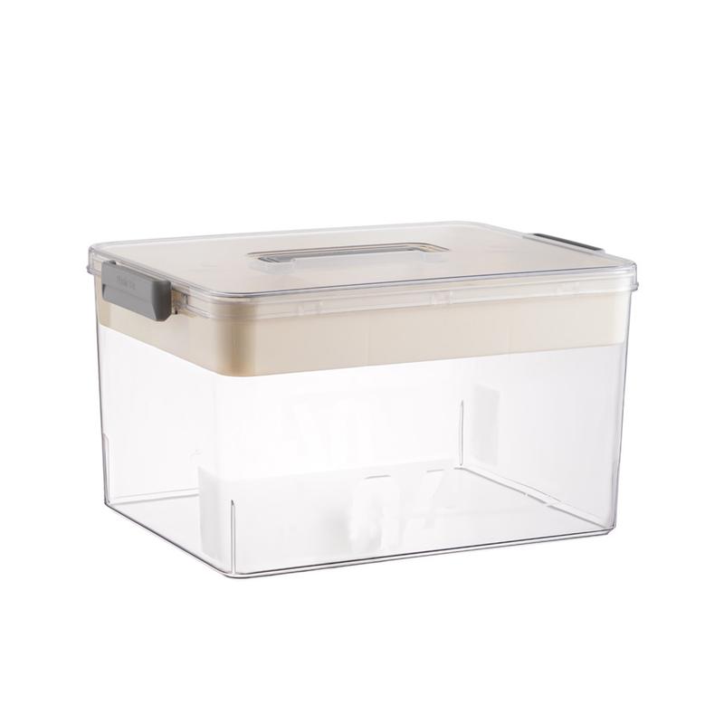 Clear Medicine Storage Box with Handle, 1 Count 2 Counts Large Capacity Plastic Pills Box, Household Portable Sundries Storage Box, Home Organizer, Fall Decor