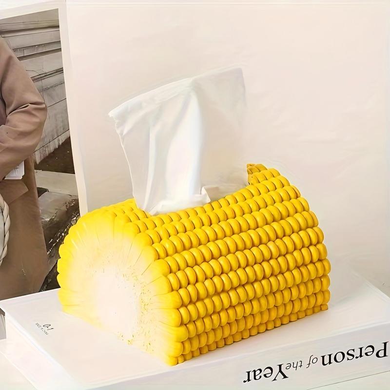 Creative Corn Shaped Tissue Storage Box, 1 Count Irregular Corn Tissue Holder, Home Organizer for Living Room, Bedroom, Toilet