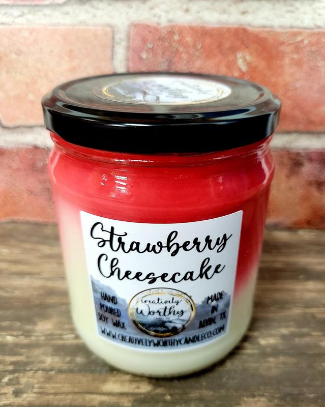 Strawberry Cheesecake Soy Wax Candles - Wax Melts, 8 oz, 16oz