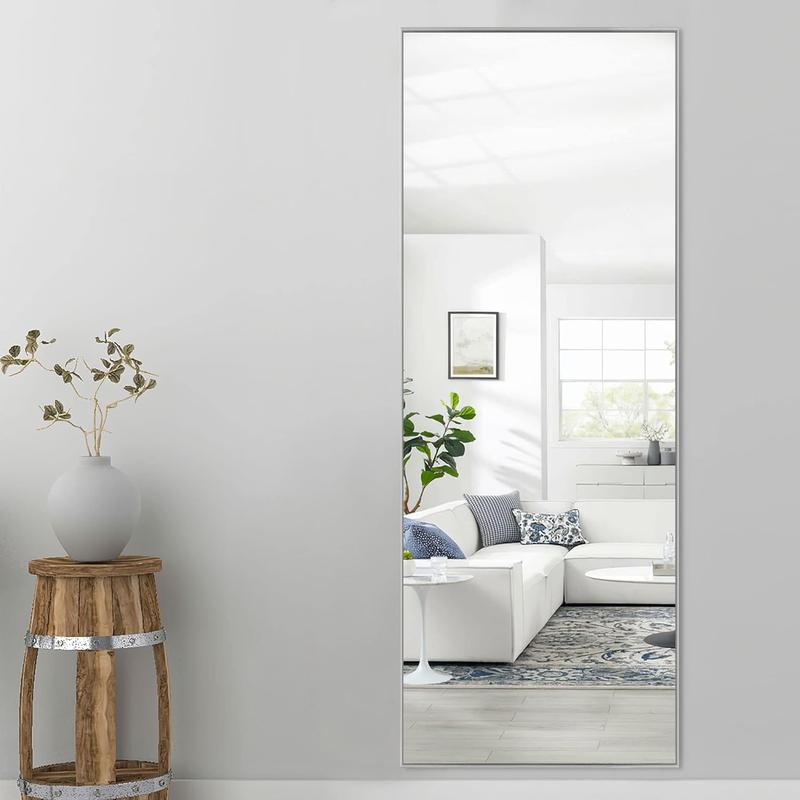 Full Length Mirror Floor Mirror Large Wall Mounted Mirror Bedroom Mirror Dressing Mirror Aluminum Alloy Thin Frame (64