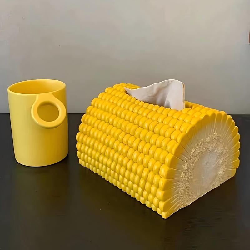 Creative Corn Shaped Tissue Storage Box, 1 Count Irregular Corn Tissue Holder, Home Organizer for Living Room, Bedroom, Toilet