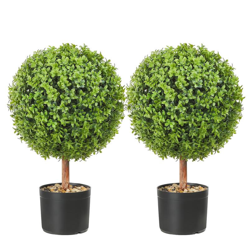 VEVOR 2x Artificial Boxwood Ball Ø40,6cm Garden Deco Boxwood in Flowerpot Ball Artificial Boxwood Ball Artificial Plant made of PE, Wood, PP incl. 4 pcs. Decorative butterflies and 10 pcs. Replacement Fruit Colorful