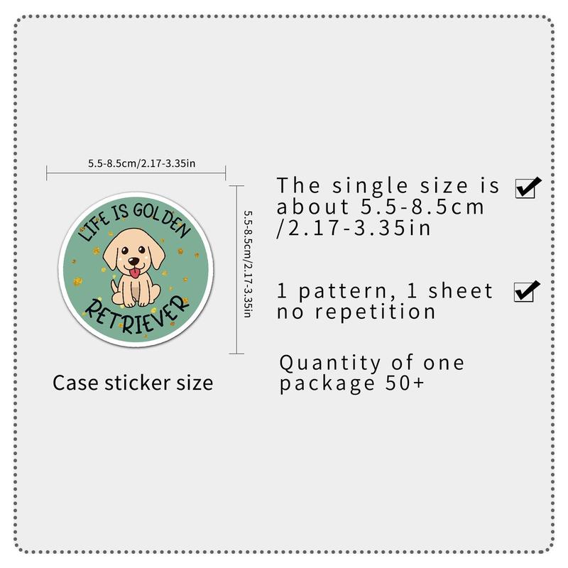 50pcs Cute Cartoon Golden Retriever Pattern Sticker, Waterproof Graffiti Decorative Sticker For DIY Skateboard, Phone Case, Stationery, Water Bottle, Scrapbook