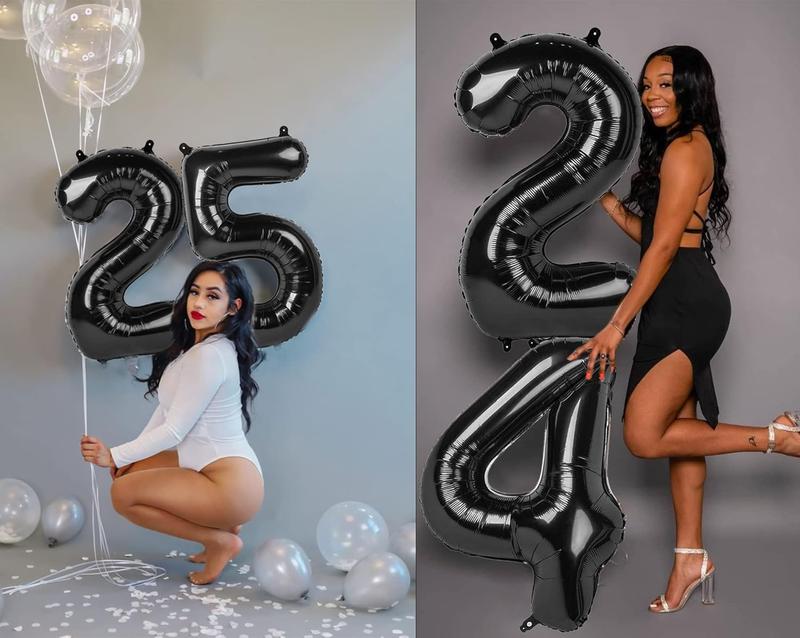 40 Inch Black Number Balloon 0-9(Zero-Nine), Big Size Happy Birthday Balloon, Foil Helium Big Number Balloon for Birthday Celebration Decorations Graduations Anniversary Photo Shoot