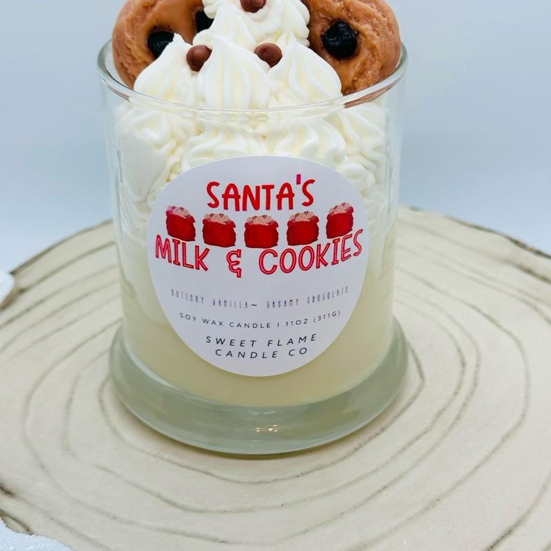 Santa’s Milk & Cookies Dessert Candle, Holiday Candle , Christmas Candle , Sweet Candle