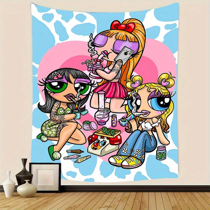 Chic Cartoon Woman Smoking  -  Wall Hanging Decor, Durable Polyester, Multiple Sizes, Perfect For Bedroom & Home Office Decoration