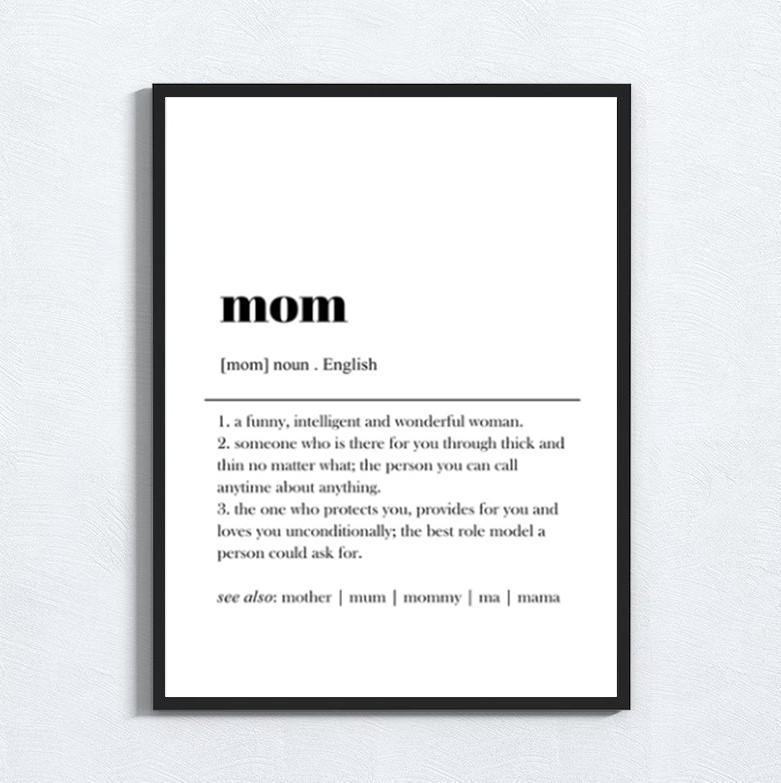 Mom, Mom Print, Mom Poster, Mom Wall Decor Poster, Mom Definition Print, Gift for Mom, Mom Quotes Print, Mother's Day Gift