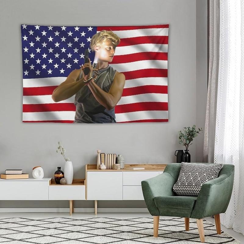 JJ American Flag Maybank Tapestry – Wall Art Poster for College Dorm, Bedroom, Living Room, Office, Party Decoration, and Fan Gift