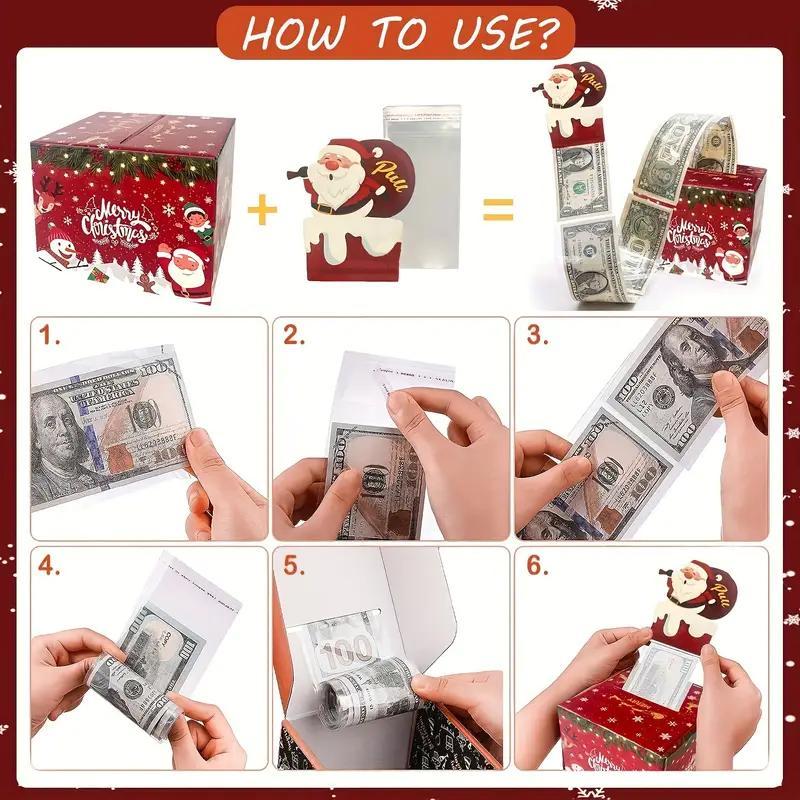 Christmas Themed Surprise Money Box, 1 Count Creative Money Rolling Gift Box, Funny Money Storage Box for Friends, Girlfriend, Wife, Sister