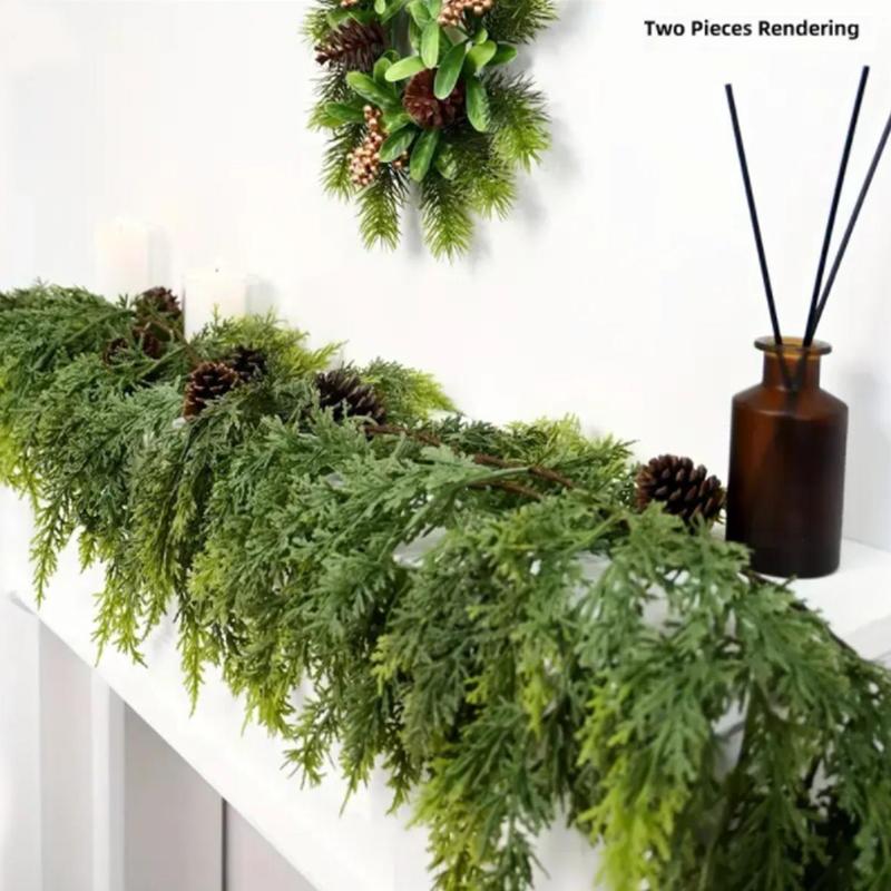 Christmas decoration gifts Lush Artificial Cedar Garland 72\- Great for Christmas and Holiday decorations, Vibrant Holiday Decor Decorative Fruit