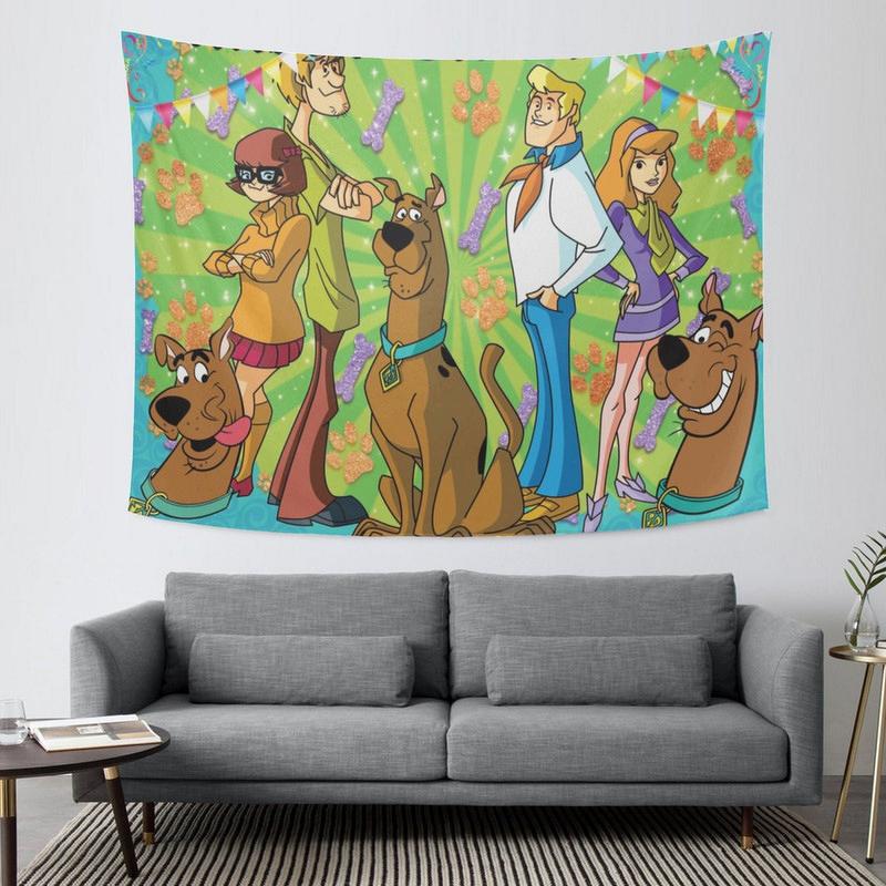 Scooby Tapestry Gift Wall Hanging Backdrop for Room Bedroom Girls Fans Background Banner Party Birthday Supplies Decor