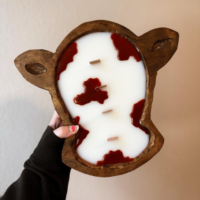 Large Cow Head Candle - Cow Print Decoration :)