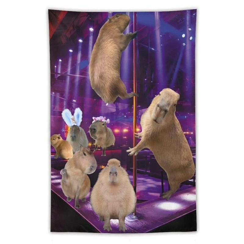 Wall Tapestry Funny Capybara Lovers Cute Mouse Club Wall Hanging Flag Art Decor For Bedroom Living Room Dorm Home Party