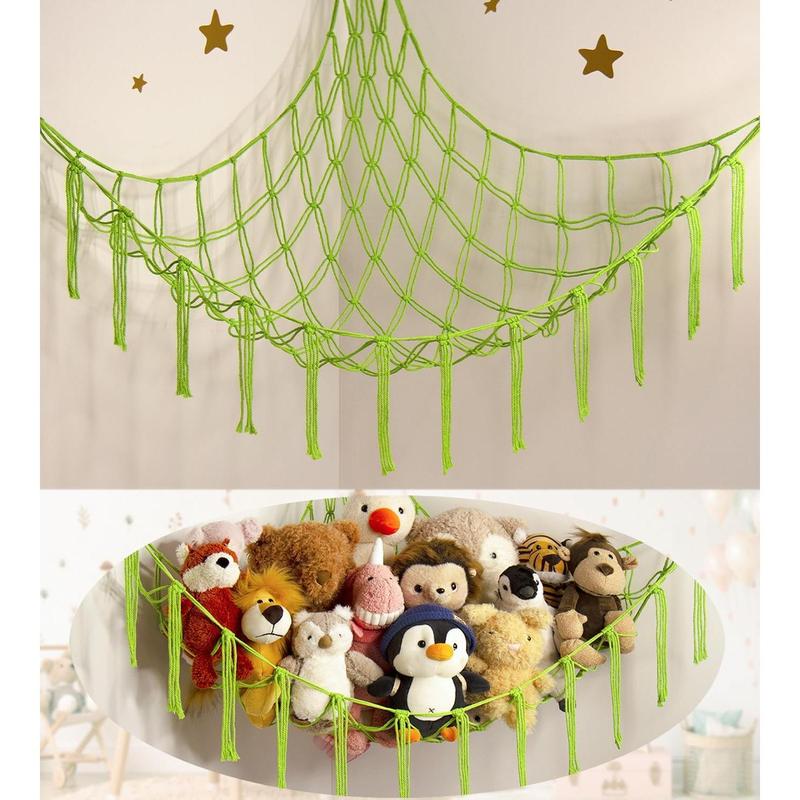 Stuffed Animal Storage Hammock or Net - Large Toy Hammock Net for Stuffed Animals Corner -Cute Hanging Stuff Animal Organizer Holder Ideas for Plush Plushie - s  Nursery Wall Bedroom Room Decor Hangable Ornaments Decoration