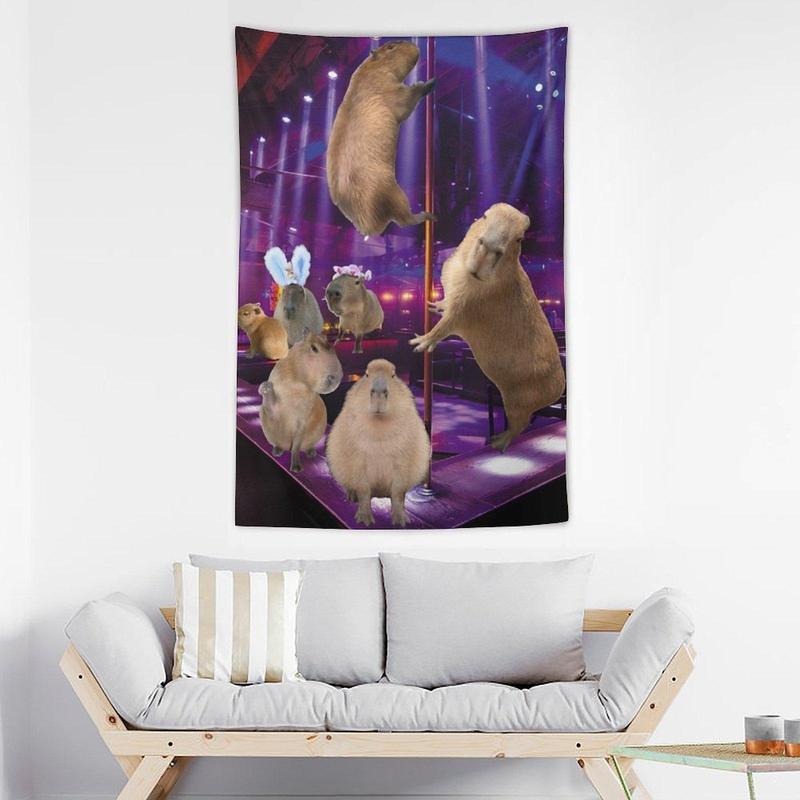 Wall Tapestry Funny Capybara Lovers Cute Mouse Club Wall Hanging Flag Art Decor For Bedroom Living Room Dorm Home Party