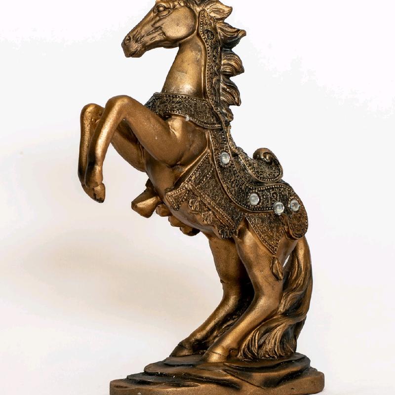 10.5'' Stallion Horse Brass Color Statue, Horse Art Figurine Decorative Sculpture Home Decor Piece xmas decorations Gift Room Standing Ornaments