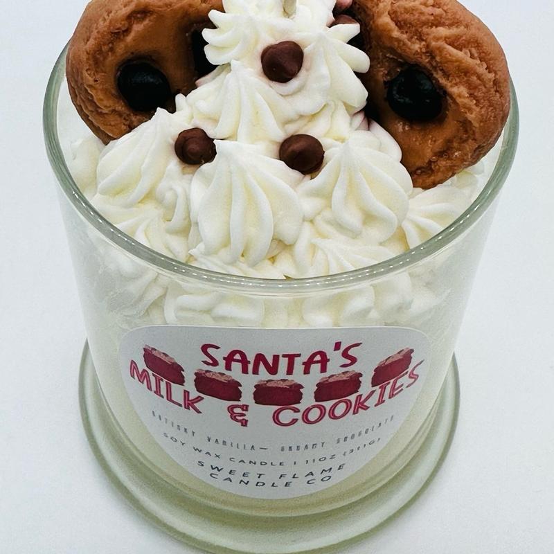 Santa’s Milk & Cookies Dessert Candle, Holiday Candle , Christmas Candle , Sweet Candle