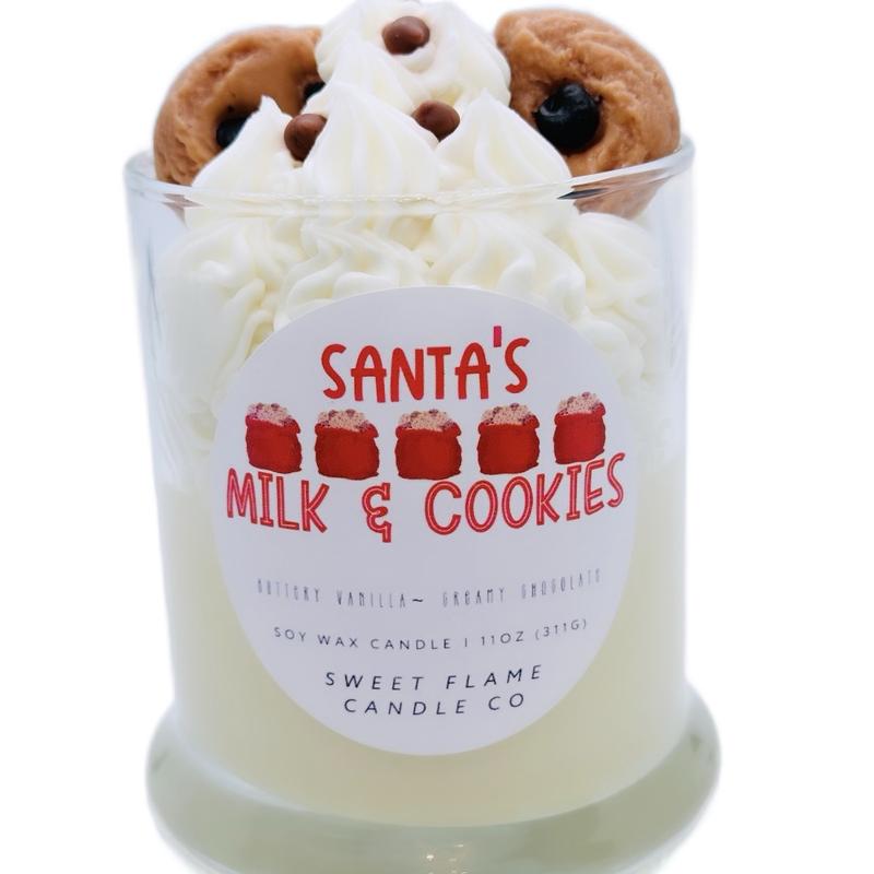 Santa’s Milk & Cookies Dessert Candle, Holiday Candle , Christmas Candle , Sweet Candle