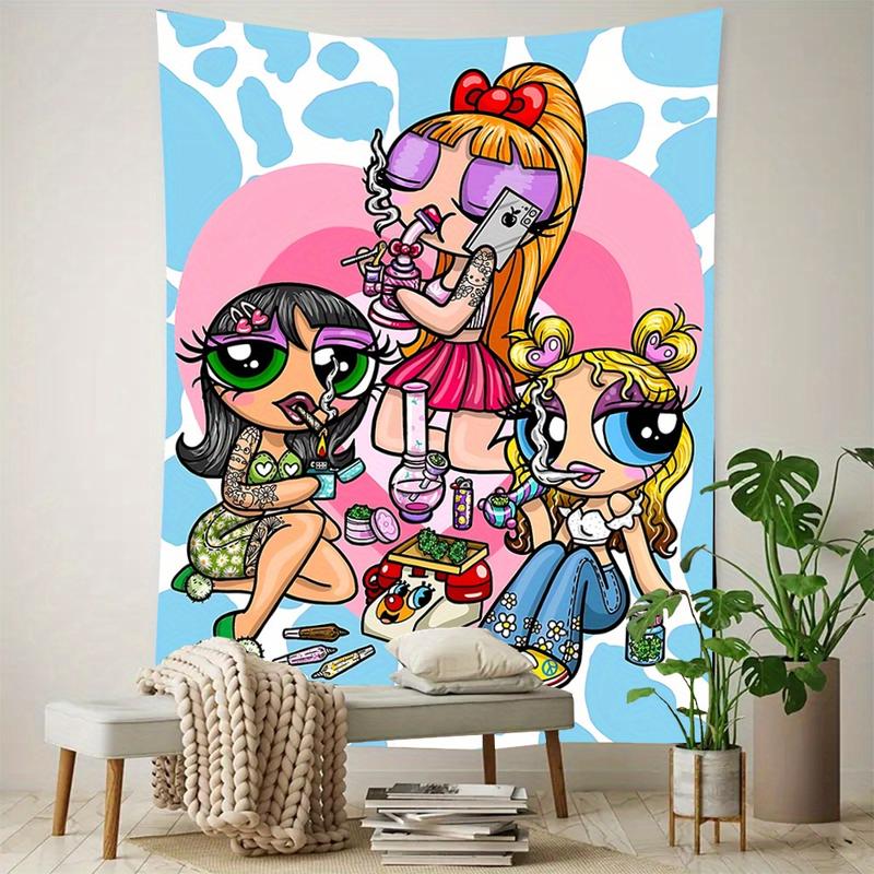 Chic Cartoon Woman Smoking  -  Wall Hanging Decor, Durable Polyester, Multiple Sizes, Perfect For Bedroom & Home Office Decoration