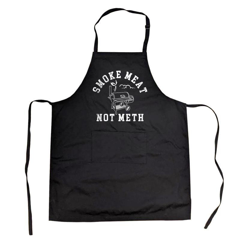 Smoke Meat Not Meth Funny Barbeque Grilling Cookout Drugs Joke Novelty Kitchen Accessories Funny Aprons Sarcastic Apron Funny Food Apron Novelty Cooking Aprons for Men