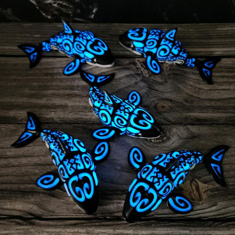 Glow in the Dark Tattooed Orca Whale Figurine