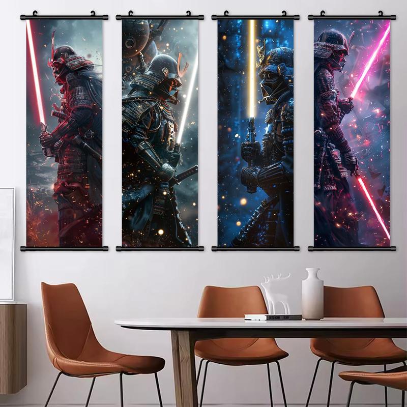 Star Warrior Pattern Canvas Painting (4 Counts), Modern Wall Art Painting, Wall Art Decor for Home Living Room Bedroom Office