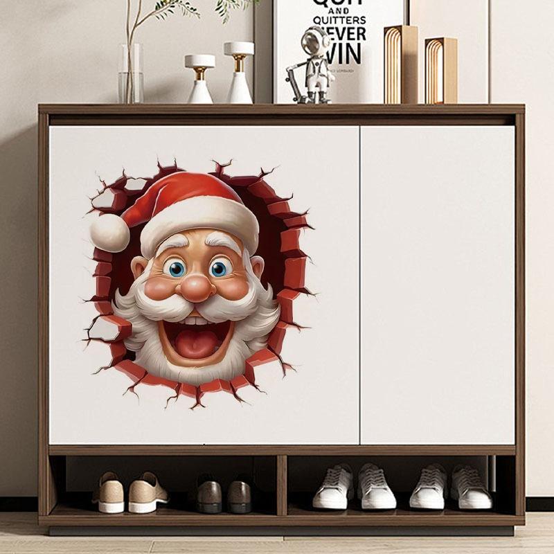 Cartoon Santa Claus Pattern Toilet Sticker, 1 Count Self-adhesive Toilet Lid Decal, Bathroom Decorative Wall Sticker, Toilet Accessories