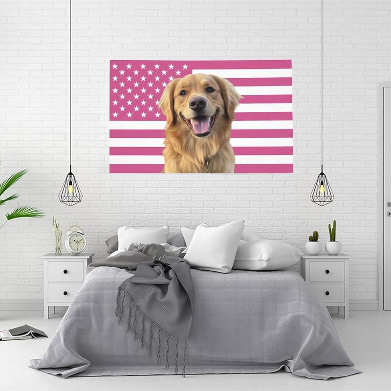 Custom pink American flag 40x60 inch personalized flag design your image Fun peach fur tapestry poster Decorate Club Concert bar College Dorm Living Room Bedroom