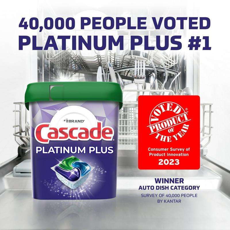 Cascade Platinum Plus Dishwasher Detergent Pacs, Mountain Scent, 62 Count