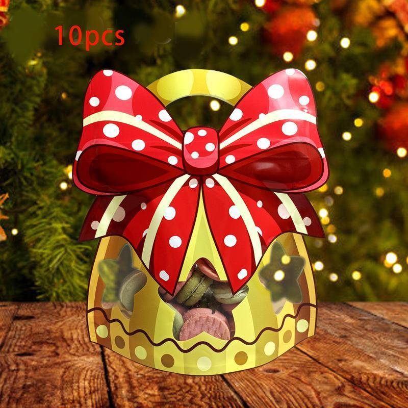 Christmas Themed Candy Bag, 10pcs set Self Sealing Candy Bag, Xmas Treat Cookie Bag for Holiday Party Favor Gift Decoration Supplies