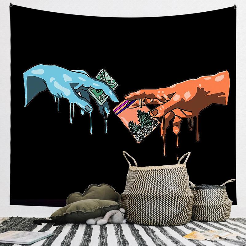 Hand Print Tapestry, 1 Count Wall Hanging Blanket, Wall Art Decor for Home Living Room Bedroom Dormitory, Home Decor, Bedroom Accessories