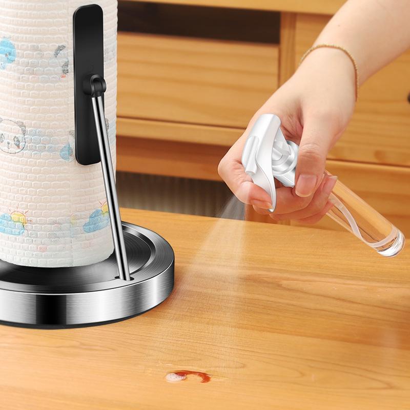 Stainless Steel Kitchen Paper Towel Holder, 1 Count Vertical Kitchen Paper Holder with Spray Bottle, Kitchen Counter Paper Roll Holder