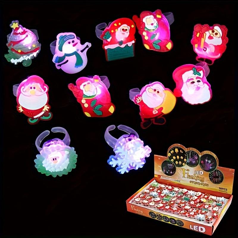 50pc Durable ABs Material LED Christmas Rings - Sparkling Party Gift Rings, Festival Party Decorations And Props