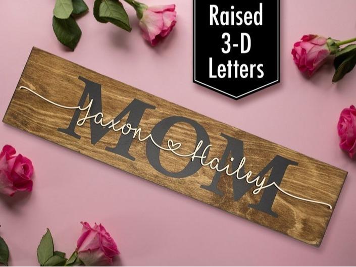 Mother's Day Gift, Mom Wood Sign, Gift for Mom, Mom Gift, Gift from Kids, Mom Gift from Kids, Mom Signs with Kids Names, Birthday Gift