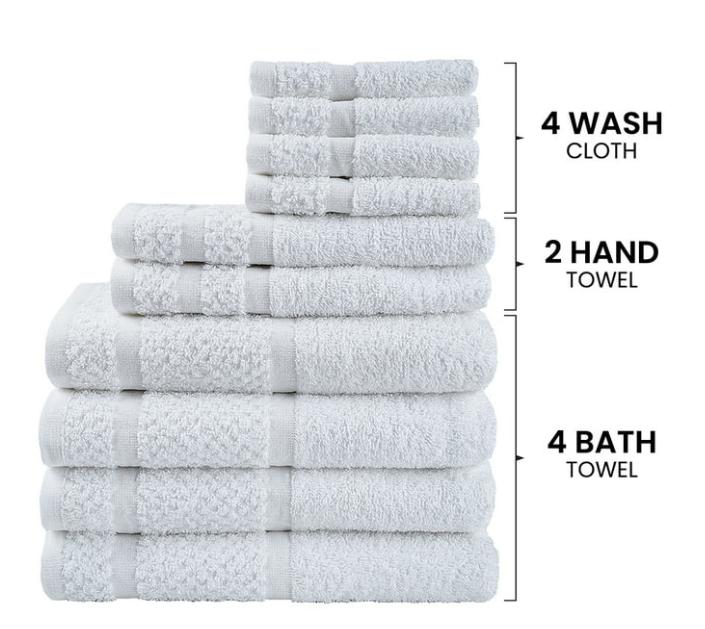 Mainstays 10 Piece Towel Set with Upgraded Softness & Durability