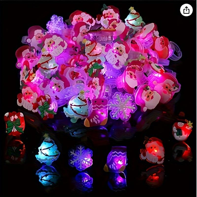 50pc Durable ABs Material LED Christmas Rings - Sparkling Party Gift Rings, Festival Party Decorations And Props