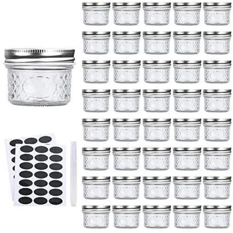 40 Pack Mason Jars 4 oz Canning Jars w  Regular Lids