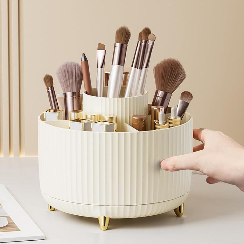 360° Rotate Makeup Brush Holder Organizer, Makeup Organizers Countertop, Makeup organization and Skincare Storage for Vanity, Desktop, Bathroom (Ivory)