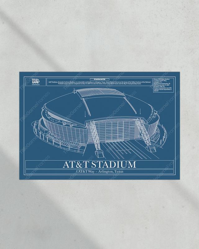 Dallas Cowboys AT&T Stadium Blueprint Football Print