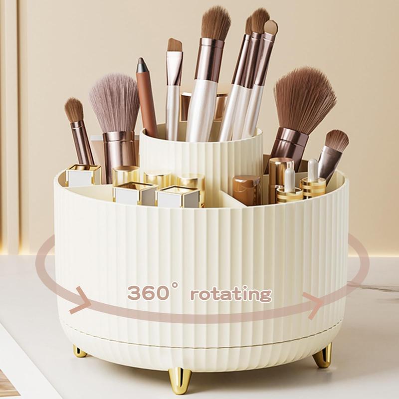 360° Rotate Makeup Brush Holder Organizer, Makeup Organizers Countertop, Makeup organization and Skincare Storage for Vanity, Desktop, Bathroom (Ivory)