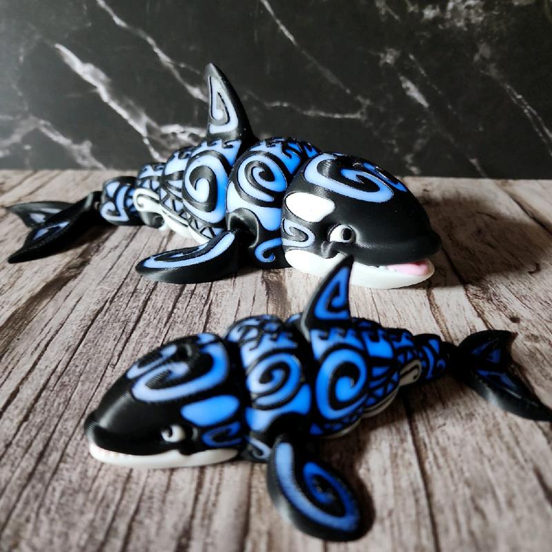 Glow in the Dark Tattooed Orca Whale Figurine