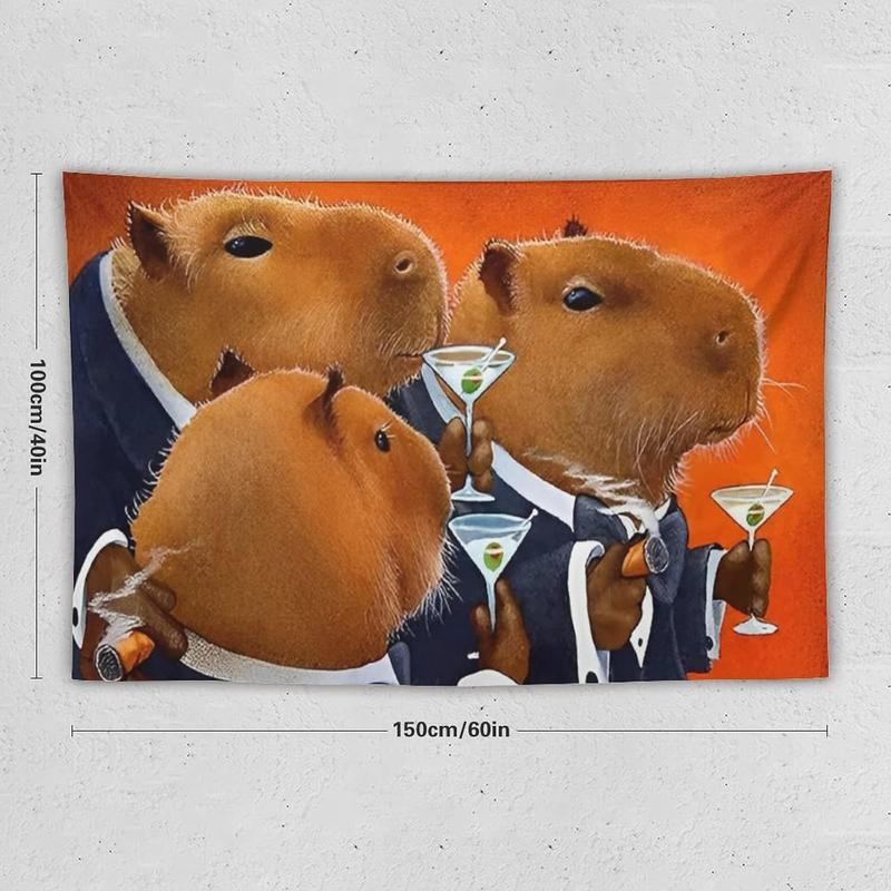 Funny Capybara Club Tapestry Cute Mouse Print Wall Hanging Blanket Polyester Fabric Decoration for Homes Dorms and Apartments 40 * 60 Inch